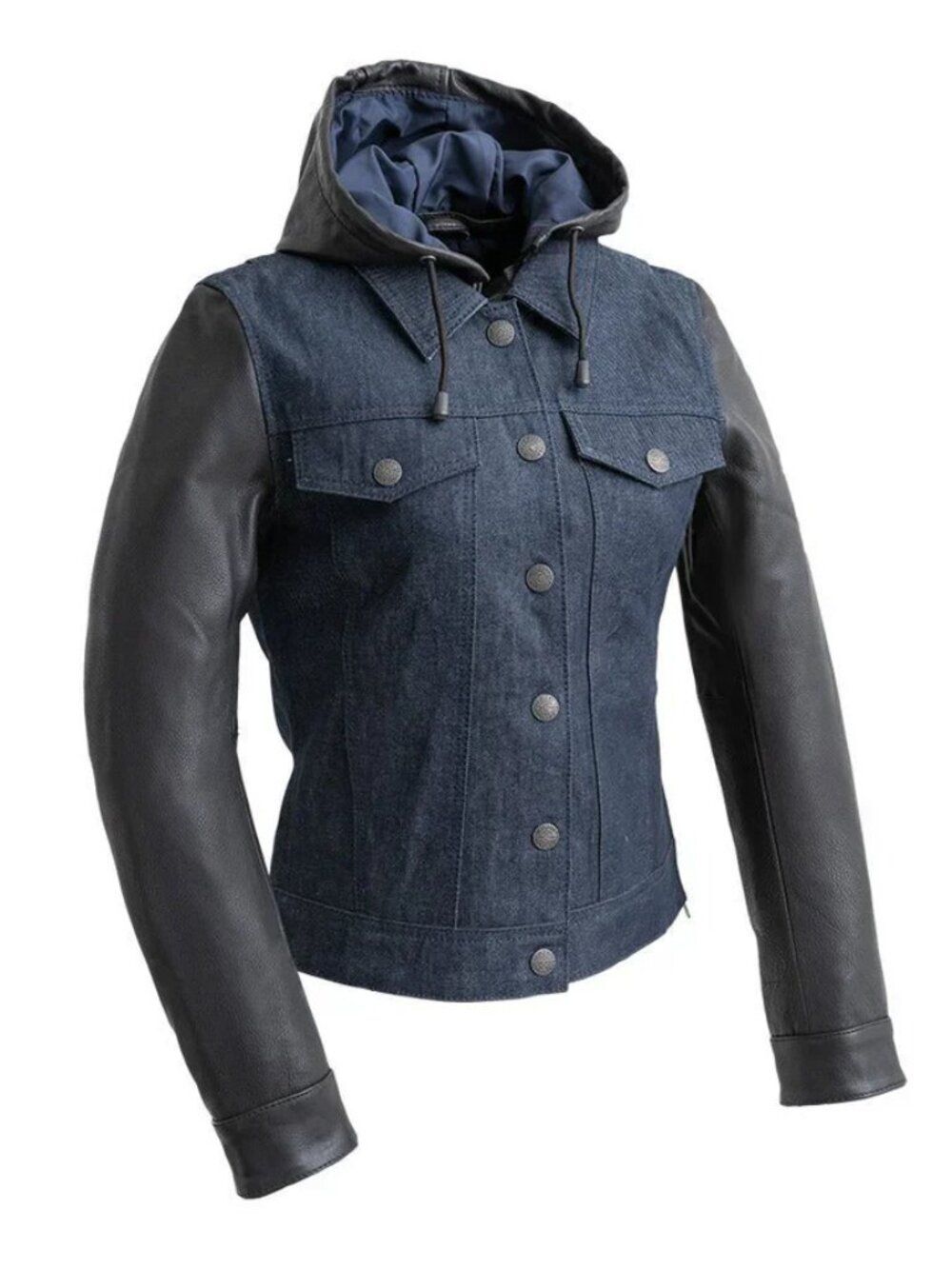 Women Ride Motorcycle Denim/Leather Jacket